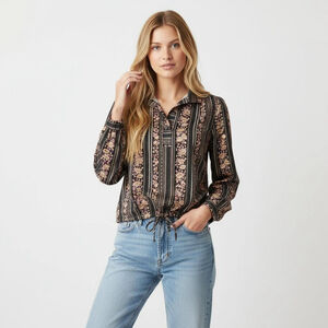 Donnkenny Vintage Striped Floral Blouse